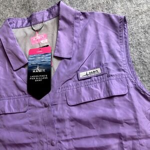 Habit Ladies Pike Pier Sleeveless‎ Fishing Shirt XL Purple Solar Factor